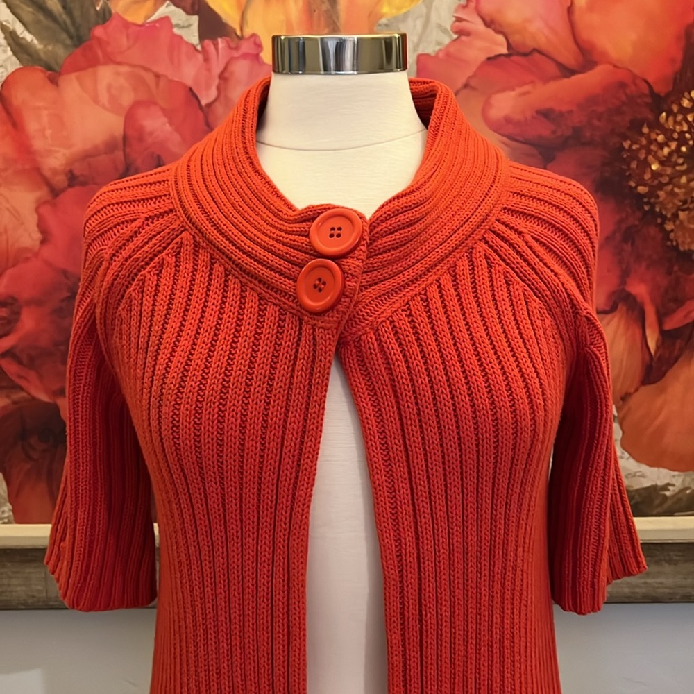 Reference Point Woven Orange Two Button/Snap Swea… - image 2